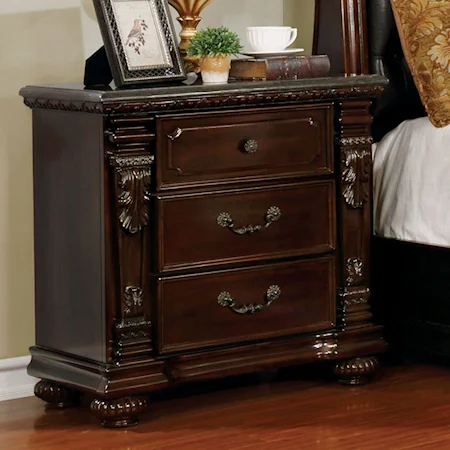 Traditional Nightstand with Marble Top